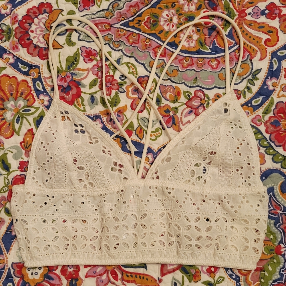 Urban Outfitters White Bralette with Eyelet Detail